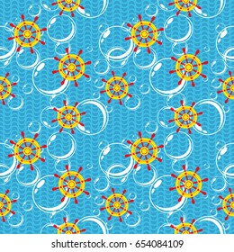 Sea theme. Cute seamless pattern.Vector illustration. marine and nautical background.