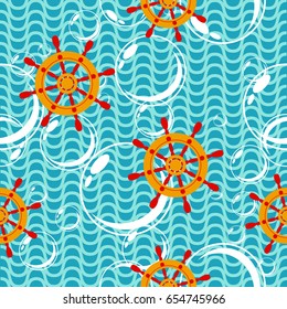 Sea theme. Cute seamless pattern.Vector illustration. marine and nautical background.