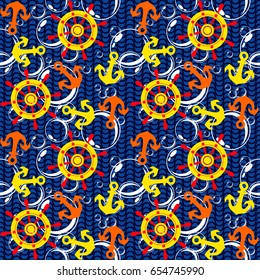 Sea theme. Cute seamless pattern.Vector illustration. marine and nautical background.