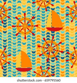 Sea theme. Cute seamless pattern.Vector illustration. marine background.