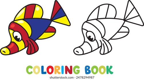 Sea theme. Fish coloring book vector illustration