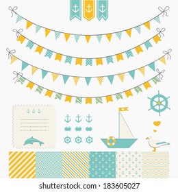 Sea theme garland. Set of sea objects