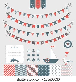 Sea theme garland. Set of sea objects