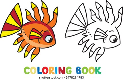 Sea theme. Lionfish. Fish coloring book