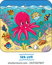 Sea theme Octopus in the ocean vector illustration