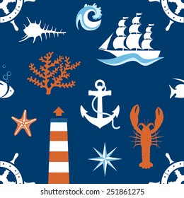  sea theme seamless pattern