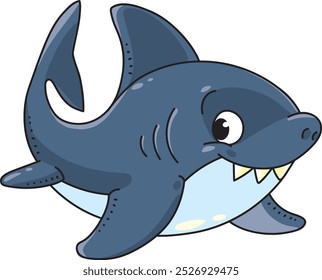 Tema do mar. Ilustração do vetor de tubarão