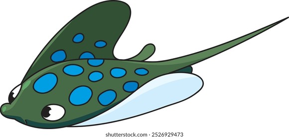Sea theme. Stingray kids vector illustration