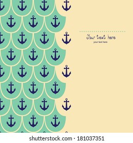 Sea theme vector card template with anchor.