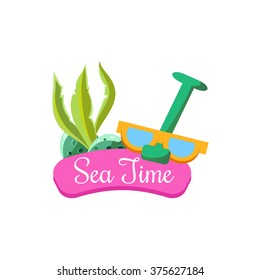 Tiempo del mar en verano. Illustarción Vectorial brillanteVacaciones veraniegas. Ilustración de vectores luminosos