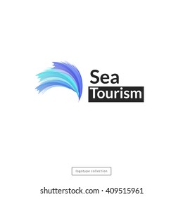 Sea tourism logo design template. Waves shape.