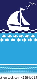 Sea towel design (Sailing ship, fish shapes)