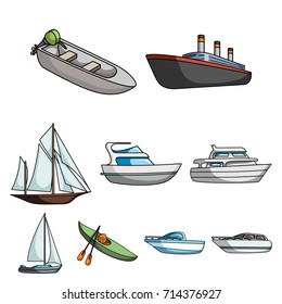 Sea transport, boats, ships. To transport people, thunderstorms. Ship and water transport icon in set collection on cartoon style vector symbol stock illustration.