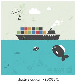 sea transport - cargo - creative illustration in modern style