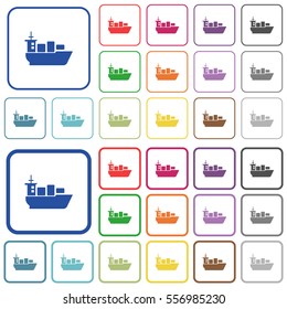 Sea transport color flat icons in rounded square frames. Thin and thick versions included.