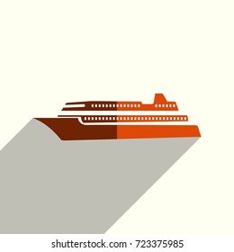 Sea transport flat icons with of shadow. Simple vector illustration