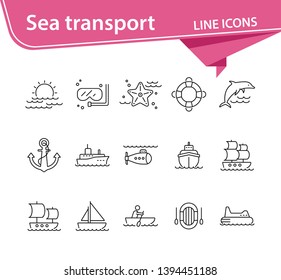 Sea transport line icon set. Sea transportation concept. Vector illustration can be used for topics like marine, transport, travel