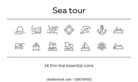 Sea transport line icon set. Sea transportation concept. Vector illustration can be used for topics like marine, transport, travel