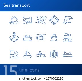 Sea transport line icon set. Sea transportation concept. Vector illustration can be used for topics like marine, transport, travel