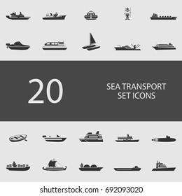 Sea transport set of flat icons. Simple vector illustration