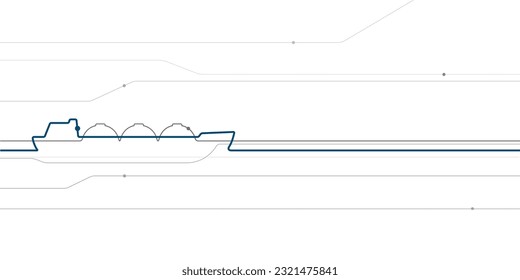 Sea transport. Ships in outlines. Abstract line illustration for your project. Vector design art