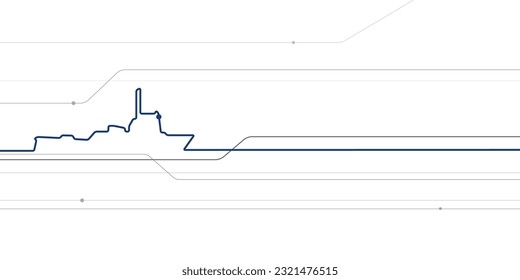 Sea transport. Ships in outlines. Abstract line illustration for your project. Vector design art
