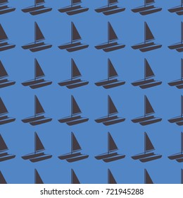 Sea transport vector illustration on a seamless pattern background. Set of elements