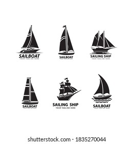 sea transport vehicle vector design sailboat silhouettes on set