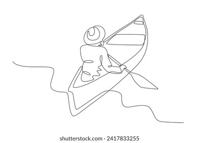 Sea transportation boat. Travel one-line drawing. Travel one-line drawing