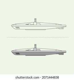 Sea Transportation Vehicle Vector Design Illustration. Education Coloring book pages for kids.