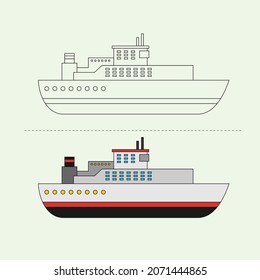 Sea Transportation Vehicle Vector Design Illustration. Education Coloring book pages for kids.