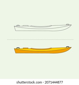 Sea Transportation Vehicle Vector Design Illustration. Education Coloring book pages for kids.