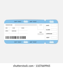 Sea travel cruise ship boarding pass or ticket template. Vector illustration.