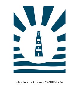 Sea travel and journey relative icon. Lighthouse emblem.