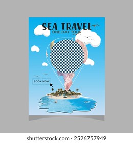 SEA Travel and Tourism Business Marketing FLYER. Holidays Tours and Travels Advertising Social Media Posts. Explore the World ads Template