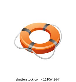 Sea travel vector symbol isolated on white background. 3d orange lifebuoy