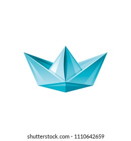 Sea travel vector symbol isolated on white background. 3d paper boat vacation illustration. Cartoon cute icon. Summer holidays sign.