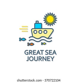 Sea Traveling. Cruise Design. Vector illustration