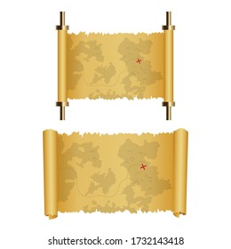 Sea treasure map vector illustration isolated on white background