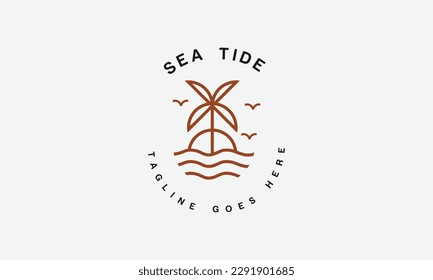 Sea Tree Logo Design Template Vector Graphic Branding Element.
