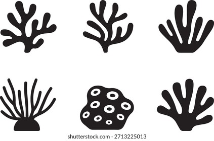Sea Tree — Vector Illustration of Underwater Tree or Coral Silhouette, Isolated Ocean Nature Design