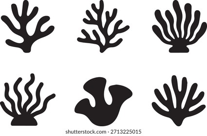 Sea Tree — Vector Illustration of Underwater Tree or Coral Silhouette, Isolated Ocean Nature Design