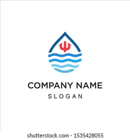 Sea trident logo design vector