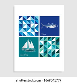Sea trip catalog. Vector illustration.