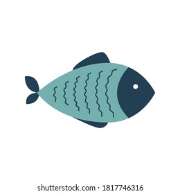 Sea, tropical, aquarium fish icon. Vector flat illustration isolated on white background.