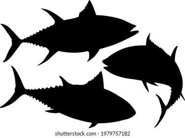 Sea tuna in the set. Vector image. 