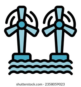 Sea turbine icon outline vector. Power energy. Water energy color flat
