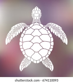 Sea turtle. Abstract turtle on blurred background. Vector