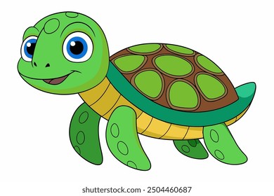 Sea turtle animal cartoon illustration in white background