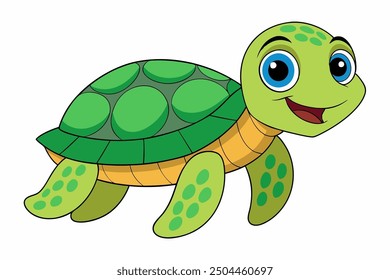 Sea turtle animal cartoon illustration in white background